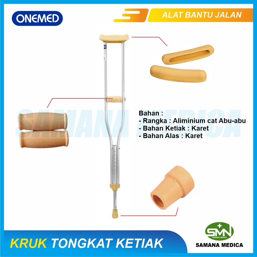 Tongkat Ketiak Merk ONEMED Ukuran S - M - L Tongkat Kruk Alat Bantu Jalan MURAH Promo Murah Harga /Pcs Promo Murah