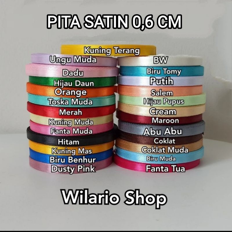 1 ROLL Pita Satin 0,6 Cm | Pita Satin 1/4 Inch | Pita Saten 1/4 inch (Per Roll 25 Yard)