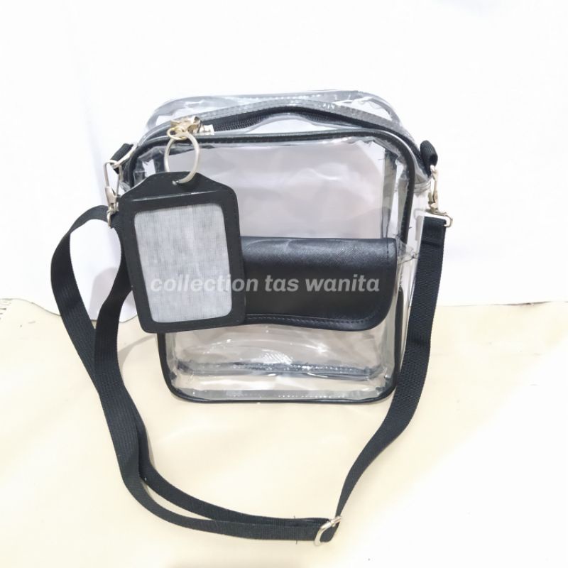 Tas selempang mica transparan + id card  korean style kpop/tas pvc korean style