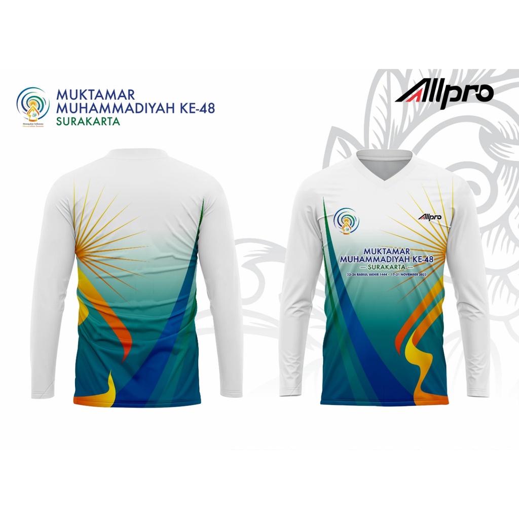 ALLPRO Kaos Jersey Badminton dan Lari seri Muktamar putih lengan panjang