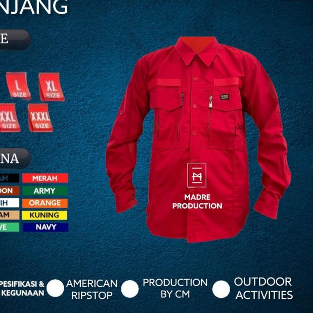 KEMEJA TACTICAL W-TAC LENGAN PANJANG - Merah, S