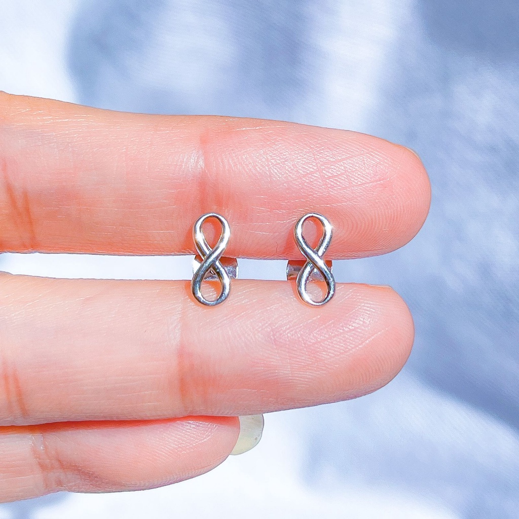 Anting paku anak dan dewasa emas asli kadar 750 75 17k whitegold infinity boba clover branded tanpa permata mas putih lokal delapan tidur bola stud cucuk duduk