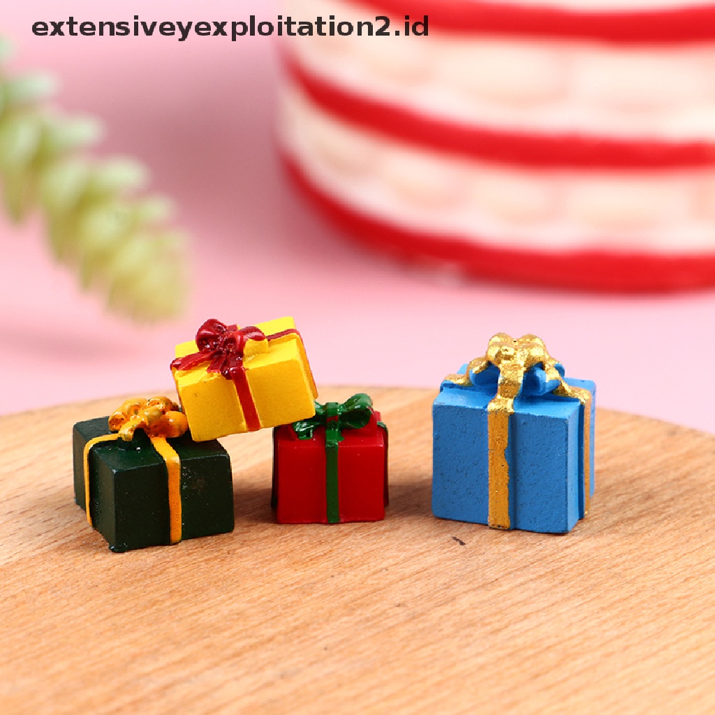 Mainan Miniatur Kotak Hadiah Natal Skala 1: 12 Untuk Dekorasi Rumah Boneka