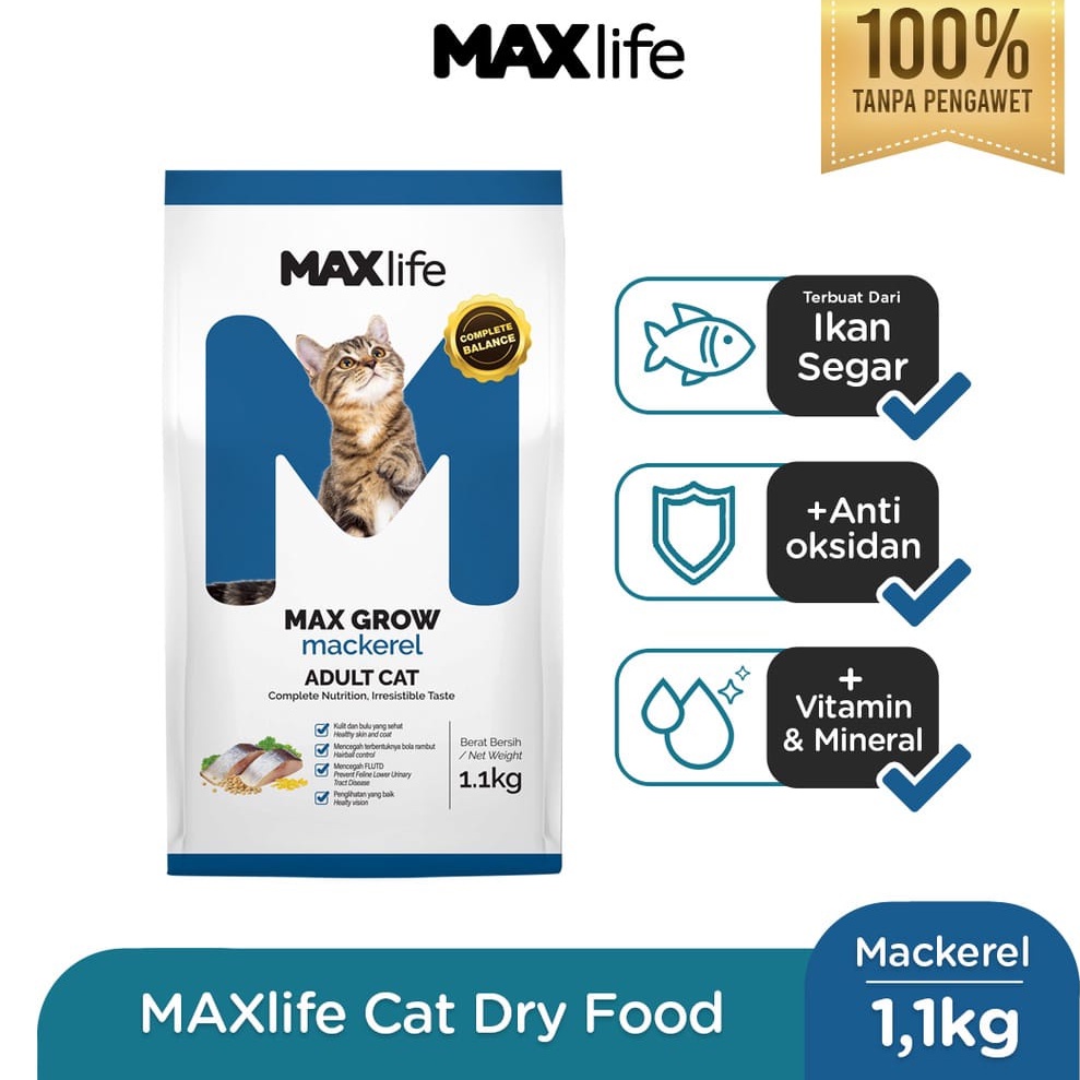 MAXlife Adult Mackarel Kemasan 1,1kg Freshpack