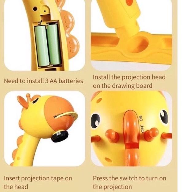 KUKE Meja Gambar Anak Proyektor / Mainan Edukasi / Meja Belajar Anak - Mahkota Pink