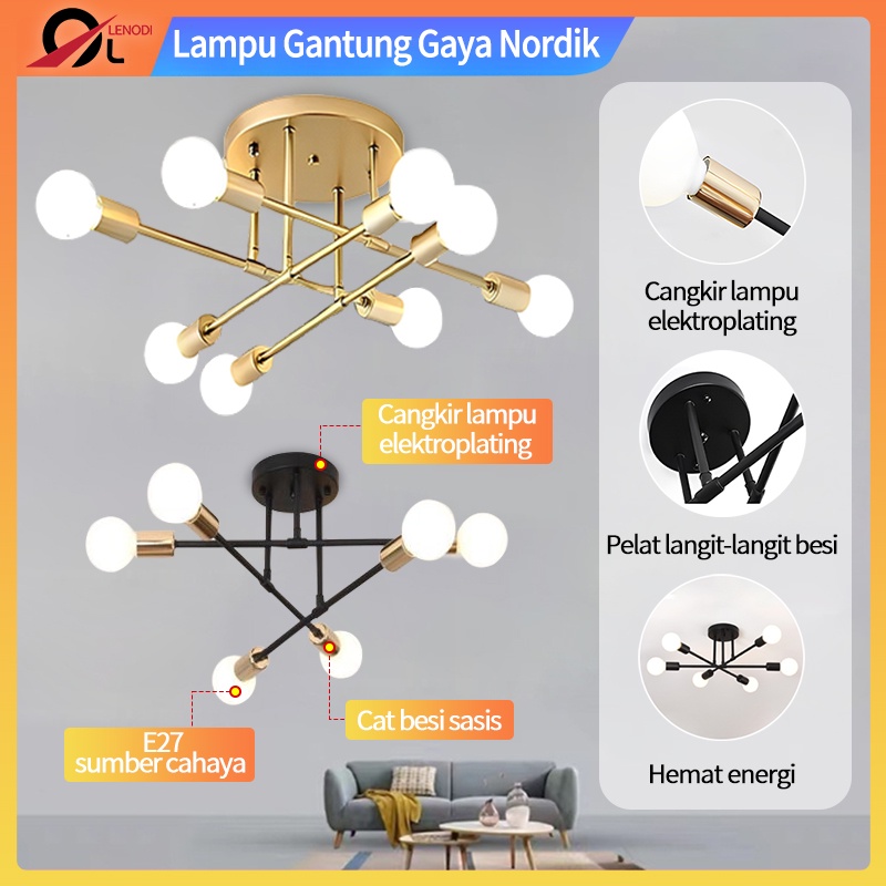 6/8 Led E27  Lampu Gantung LED Nordic Modern Minimalis Lampu Gantung Sederhana Lampu Langit-langit Gaya Ruang Tamu LED