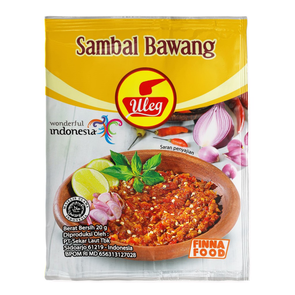 

Uleg Sambal Bawang Renteng isi 10 Sch@18gr / FinnaFood SAMBEL BAWANG