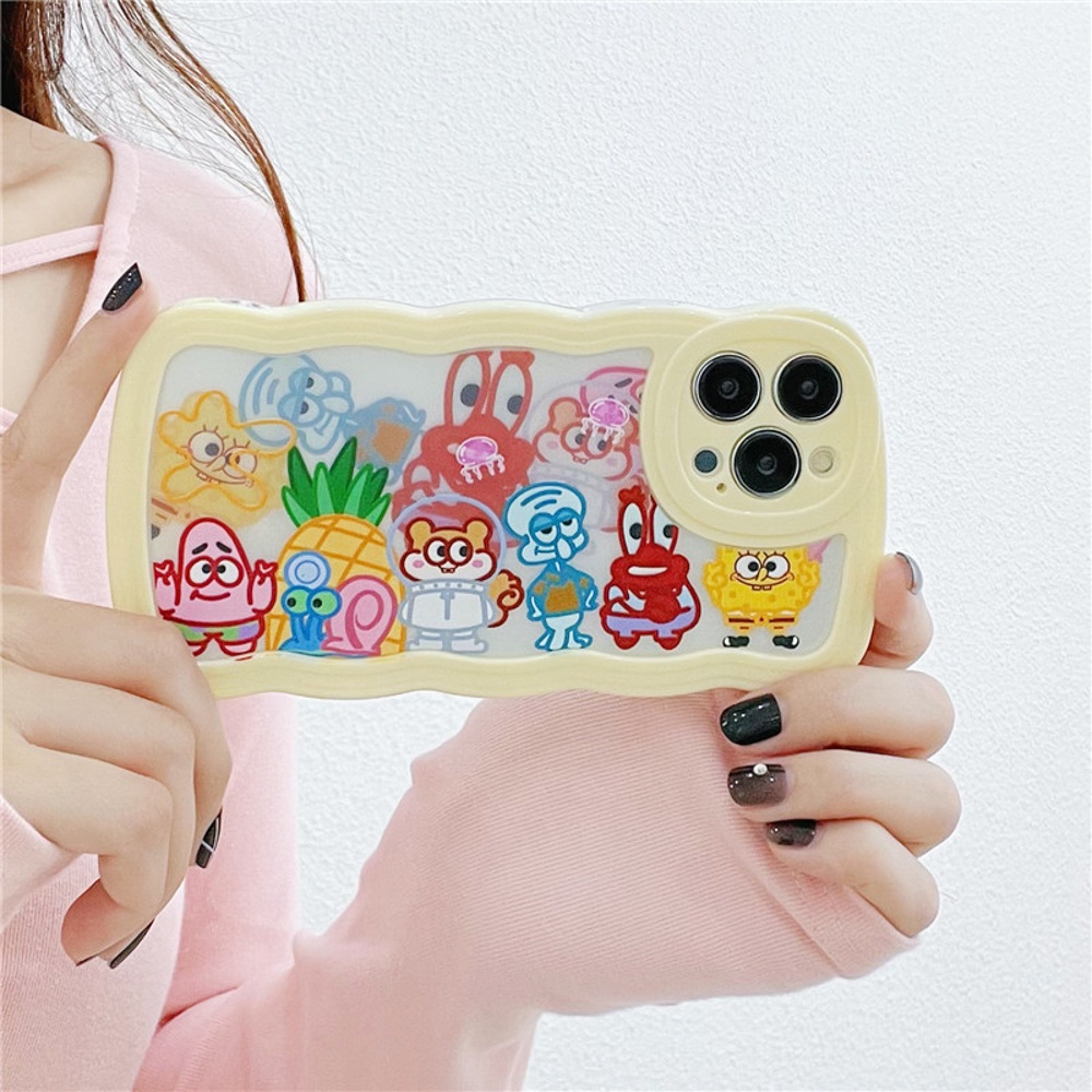 Soft Case Motif Kartun Gelombang Untuk 14 13 12 11 Pro Max 7 8 Plus XR X XS Max SE 2020 2022