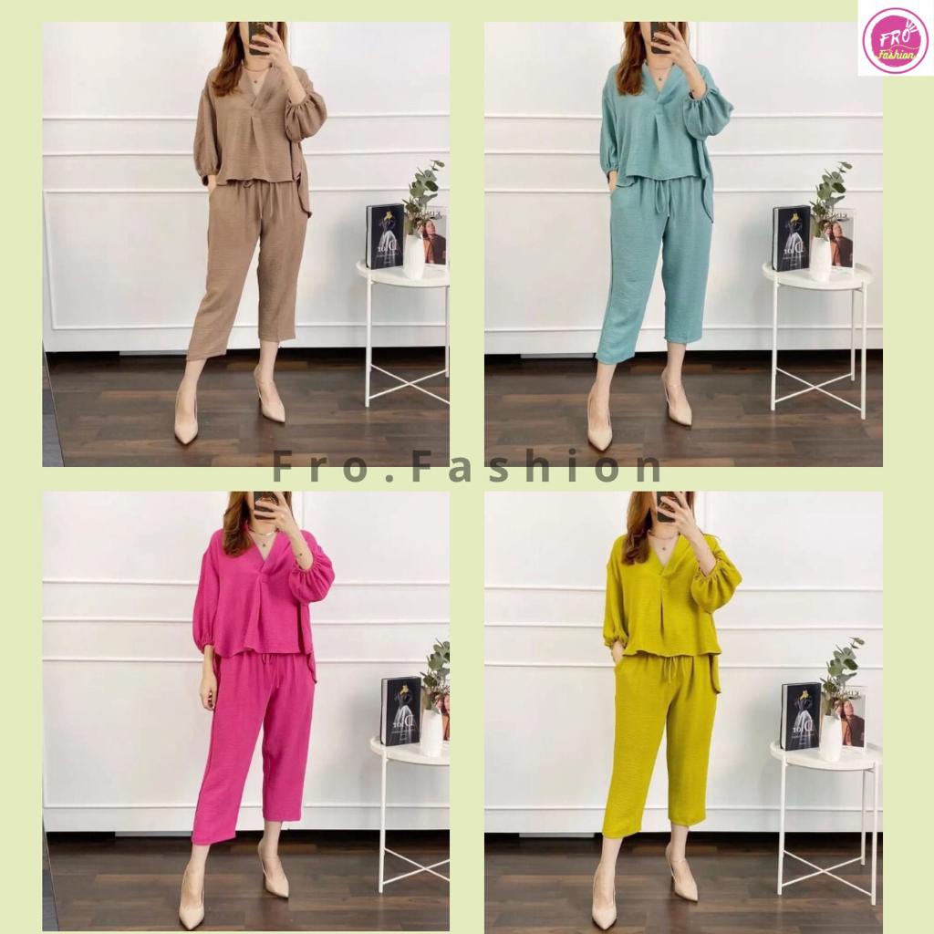 One Set Crinkle Premium Wanita Setelan Baju Tidur Wanita Cindy Set Crinkle | Daily Sleepwear Polos | Setcel Crinkle Polos | Tiedie Polos