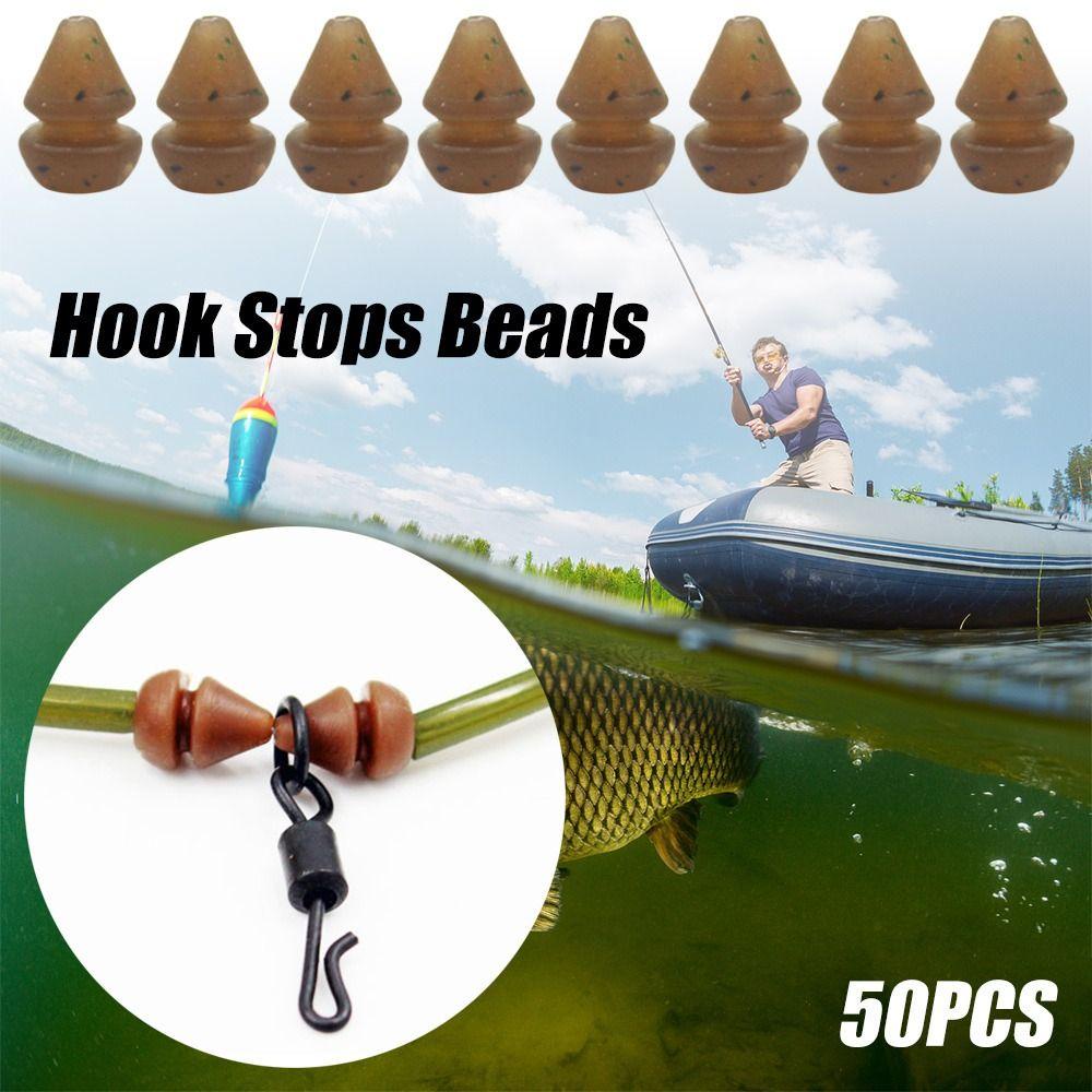 Preva 50PCS Pengait Berhenti Manik-Manik Labu Panas Olahraga Luar Ruangan Memancing Rambut Chod