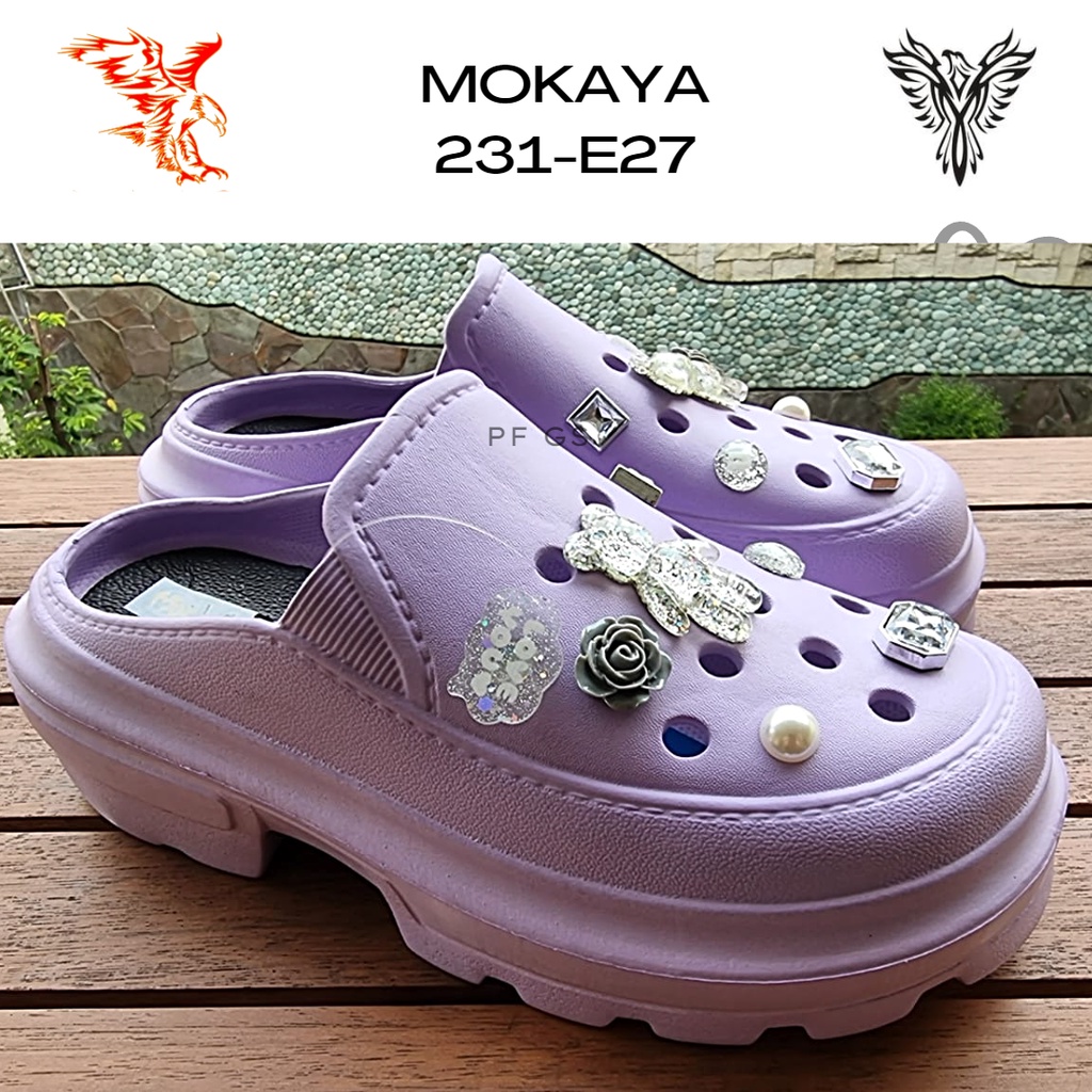 Sandal Selop Wedges Wanita Mokaya E231 -27 Fuji Bear Permata Blink Import Lux Trendy