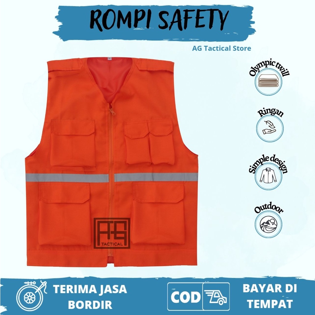 Rompi Proyek - Rompi Safety - Rompi Tambang - Rompi kain - Rompi K3 - Rompi Stabilo