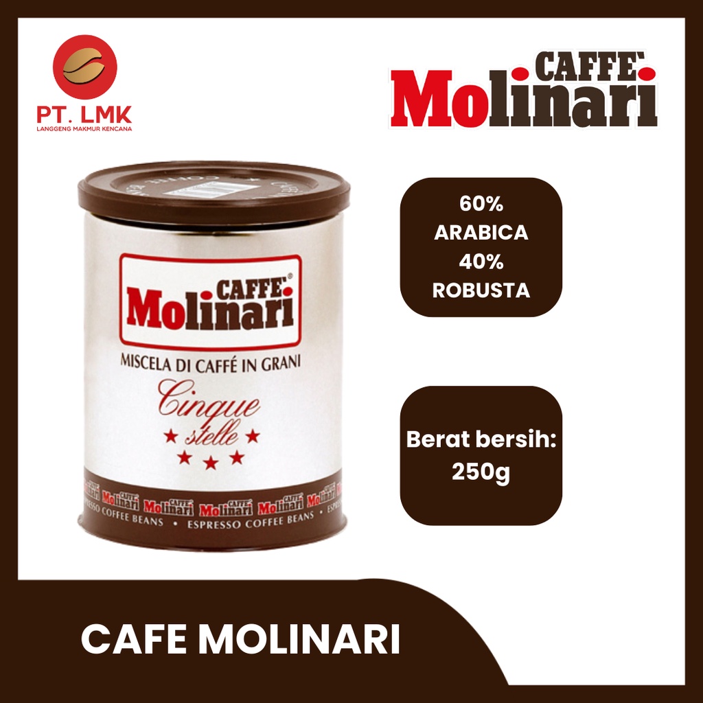 

Molinari Coffee Cinquestelle Kopi Italy 250 Gr