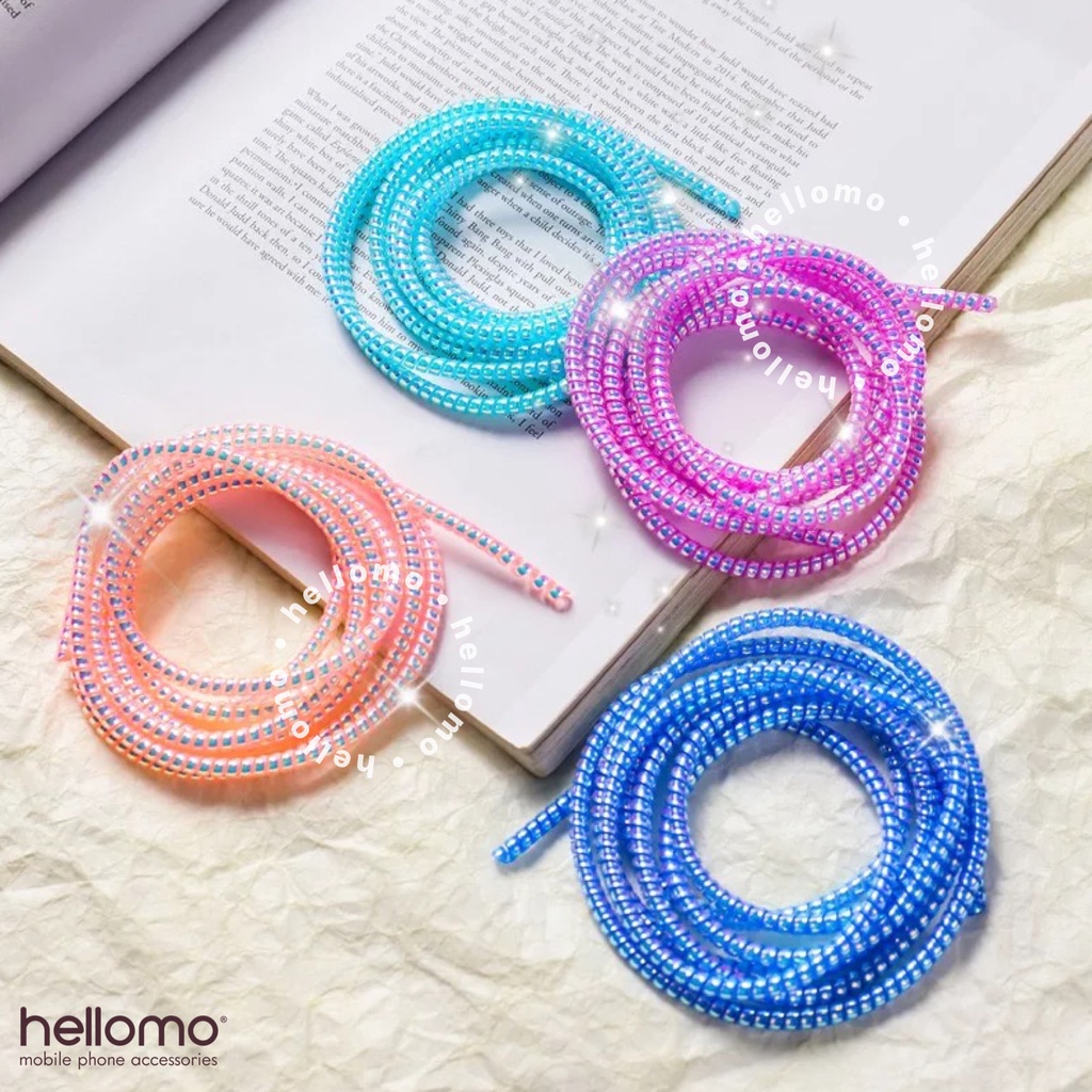 Pelilit Kabel Spiral Pelindung Casan Cable Hp Charger Cord Protector Hologram Panjang 1,5 meter