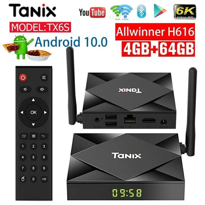 Produk Terbaru Android Tv Box Tanix Tx6S 4Gb/64Gb Stb Allwinner H616