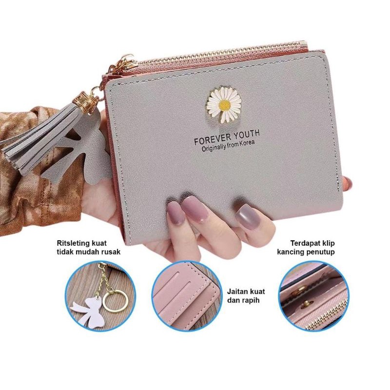 Medan Termurah KD19 Dompet Lipat Wanita Motif Bunga Daisy Timbul Dompet Fashion Wanita import