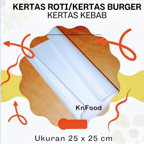 Kertas Roti Putih 50 Pcs - Kertas Pembungkus Roti- Kertas Alas Roti