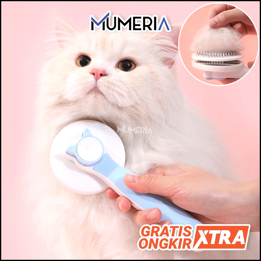 Pet Sheeding Brush Sisir Grooming Comb Sikat Bulu Hewan Peliharaan Anjing Kucing Tombol Pembersih Self Quick Cleaning Press Button Murah Bagus