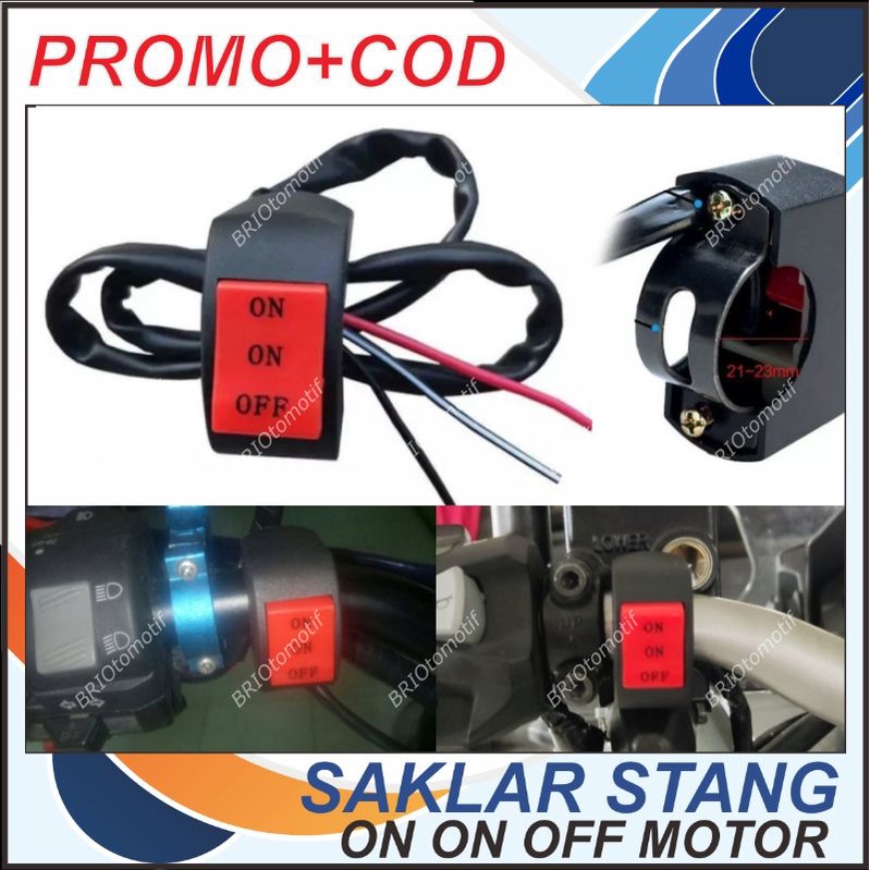 SAKLAR STANG ON-OFF DUAL ON | ON ON OFF | 2 ON | DOBEL ON | LAMPU TEMBAK/STOP ENGINE MOTOR MULTIFUNG