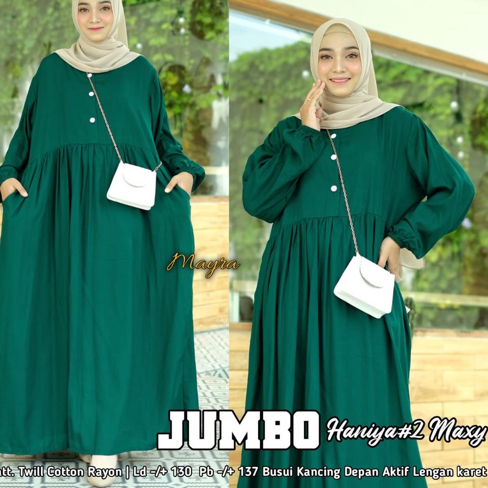 TOP PRODUCT GAMIS HITAM DAN PUTIH POLOS KATUN RAYON TWILL JUMBO LD 130 ♔ 887