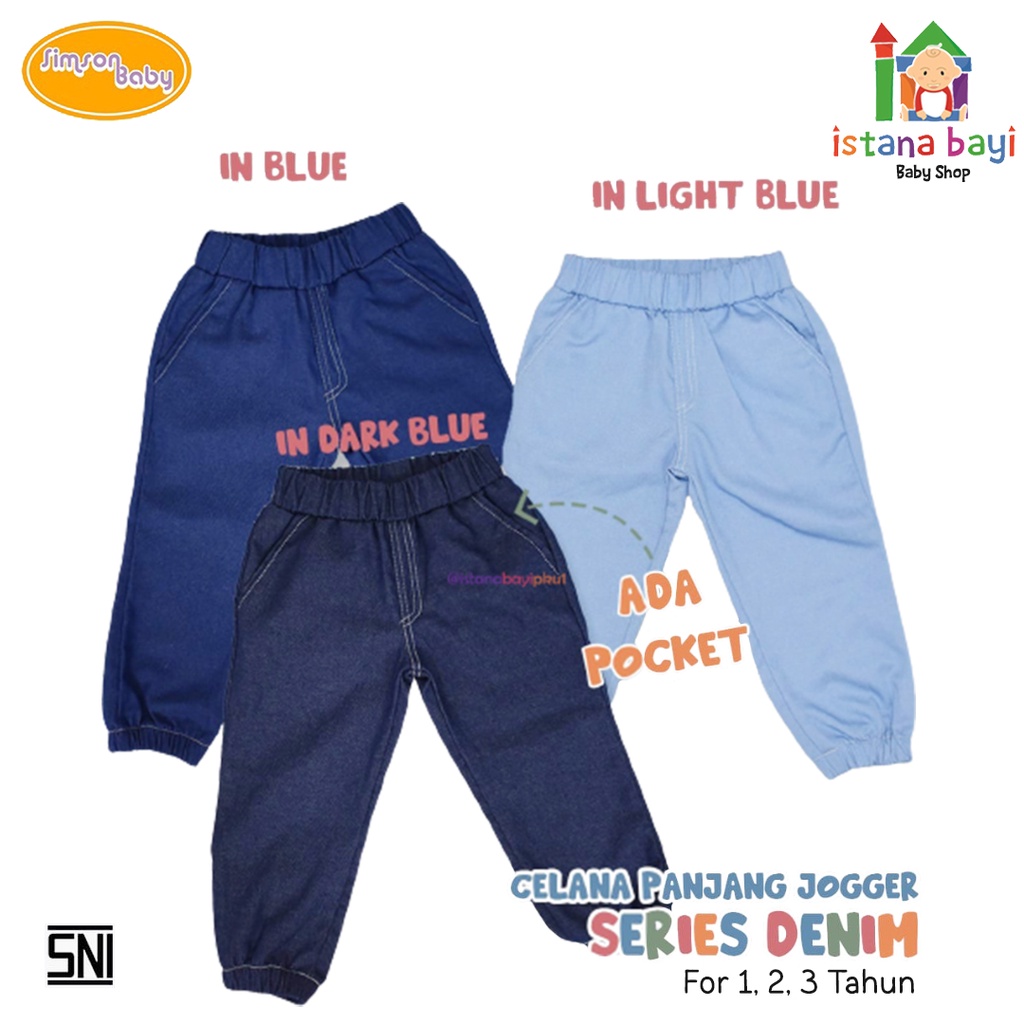 Simson Baby Jogger denim - Celana Jogger denim anak 1-3 Tahun