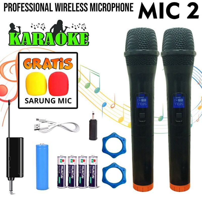 Mikrofon ERRLY YF-108 MIC Wireless Double Microphone Dual Karaoke Mic With Receiver System Mic Dual Karaoke Set