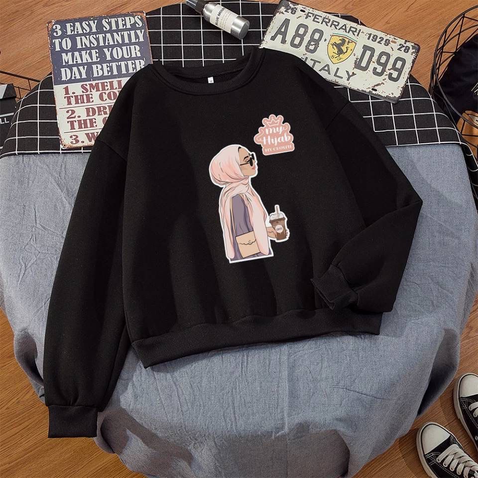 BEFAST - ZEC OOTD Sweater HAYAN / FLEECE Sweater My Crown / Atasan Lengan Panjang / Sweater Casual Remaja ABG / Pakaian Kekinian Wanita / Sweater Oversize Terbaru / Fashion Wanita Hijab / Sweater Motif / Termurah