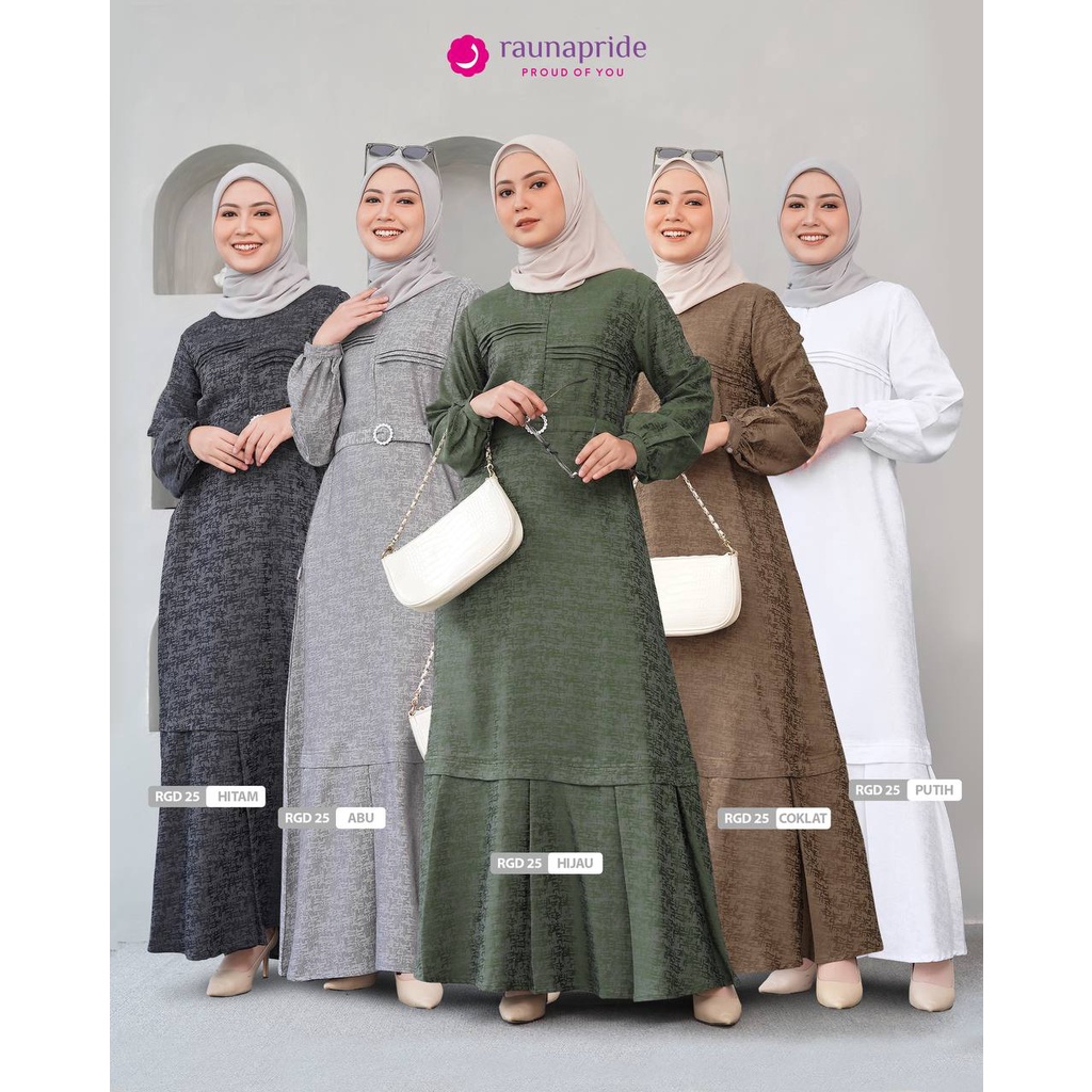 gamis wanita rauna rgd 25 / gamis dewasa / dress muslim / gamis polos / baju wanita / jacquard