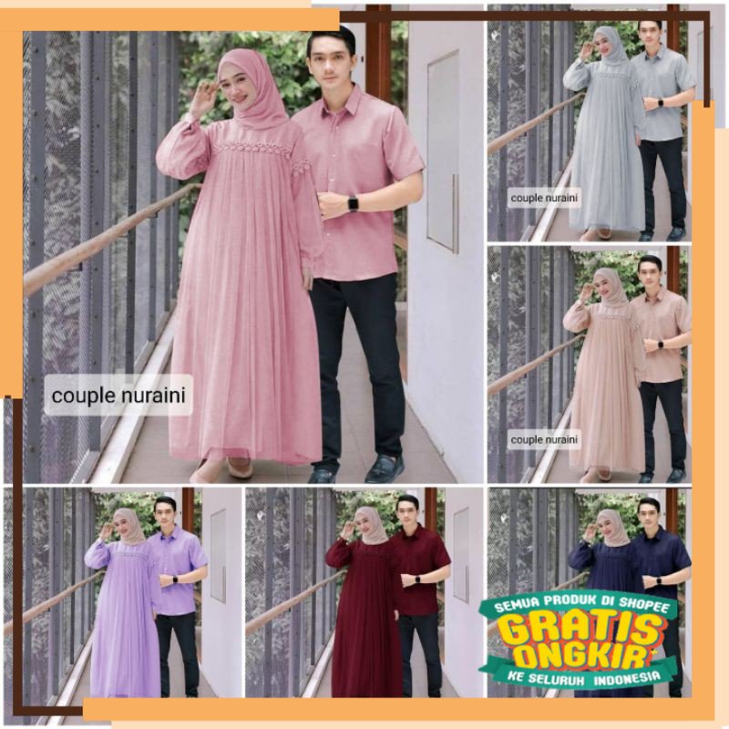 MODEL TERKINI NATAL ELDE 12 - Couple Nuraini Maxi zoya Dress TILE KELILING Gamis pesta Maxi nuraini 
