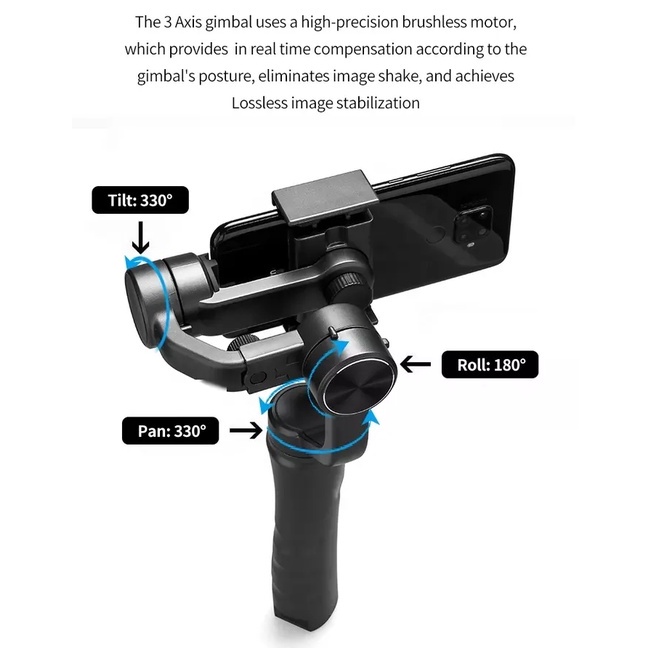 Gimbal Stabilizer Handphone Auto Balance Selfie Stick and Tripod Fill Light Gimbal Hp with Wireless Bluetooth Remote