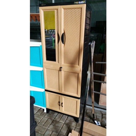 LEMARI NAPOLLY 2 PINTU HANGER 3 RAK + CERMIN ( G81X 3R CK )