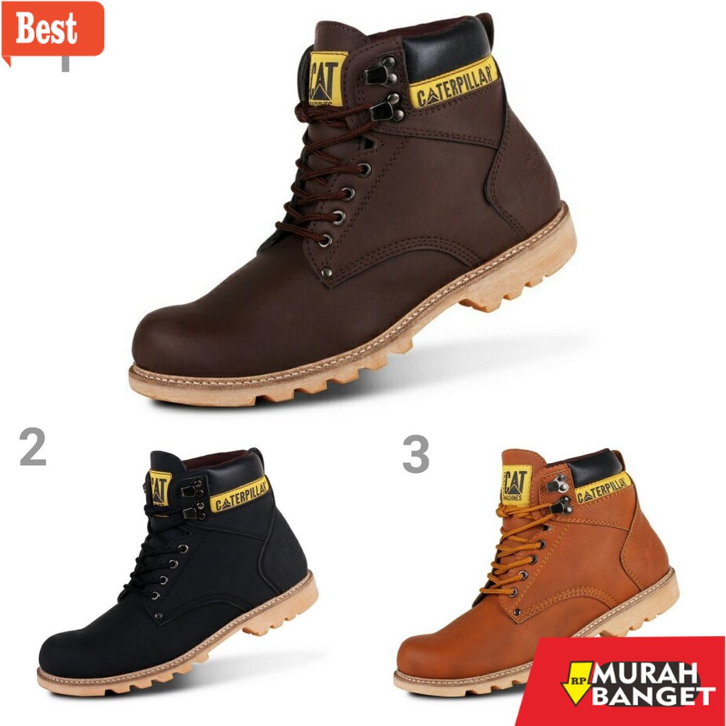 sagara boots sepatu boots safety ujung besi kerja lapangan murah caterpillar hlton sepatu pria terla