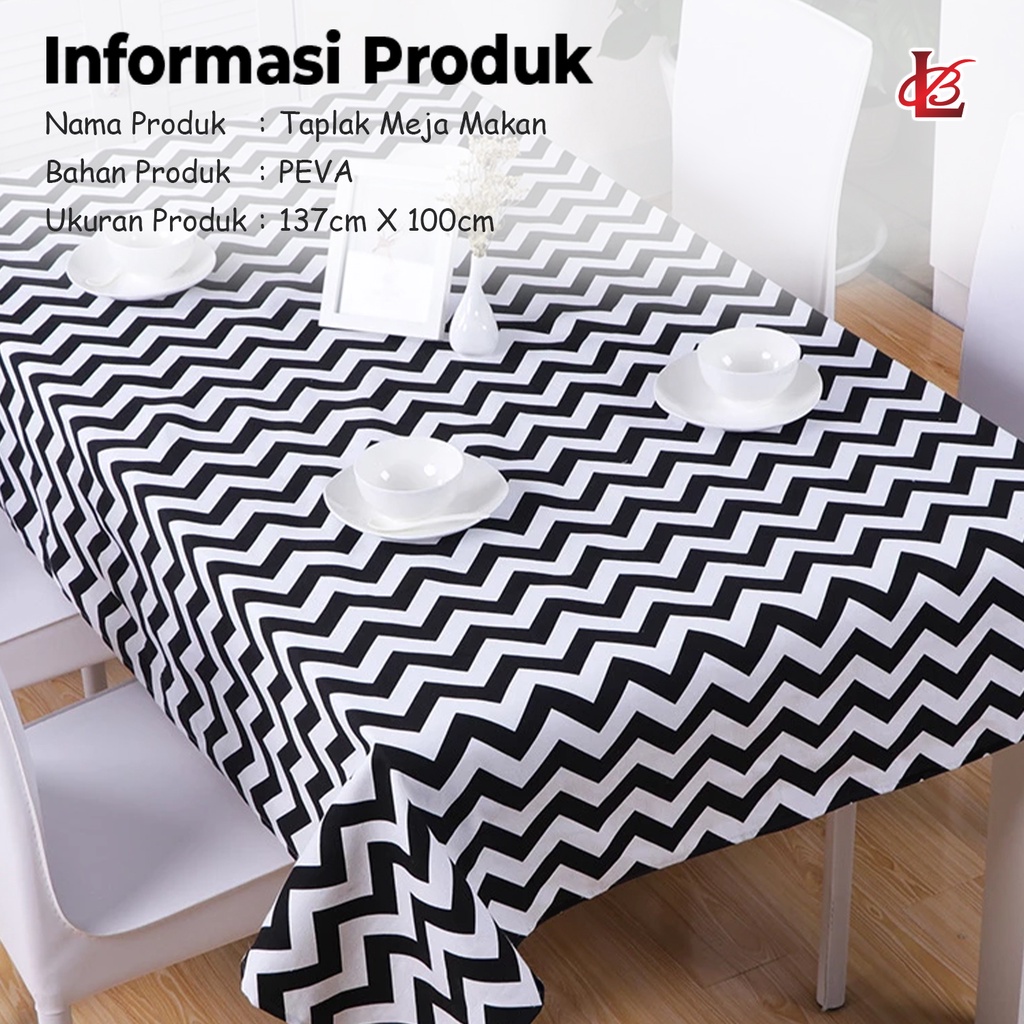 Taplak Meja Anti Air Anti Minyak Ukuran 137cm X 100cm Motif ZigZag  / Tatakan Meja / Taplak Meja Makan Waterproof 137 X 100 / Taplak Meja Anti Air Motif (D15-3B)