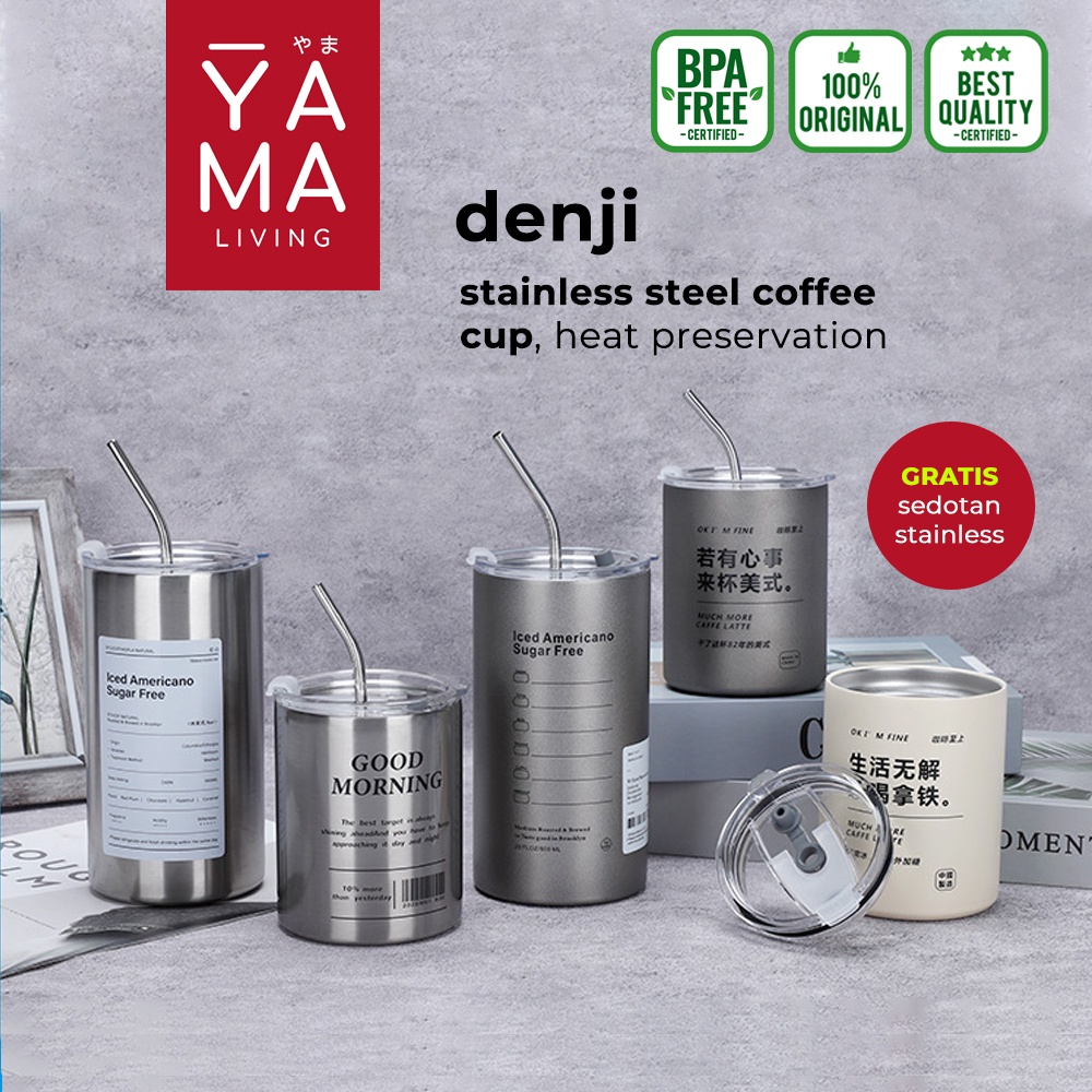 YAMA DENJI Stainless Steel Tumblr Cofee Tea 360ml 600ml Aesthetic Botol Minum Kopi Teh