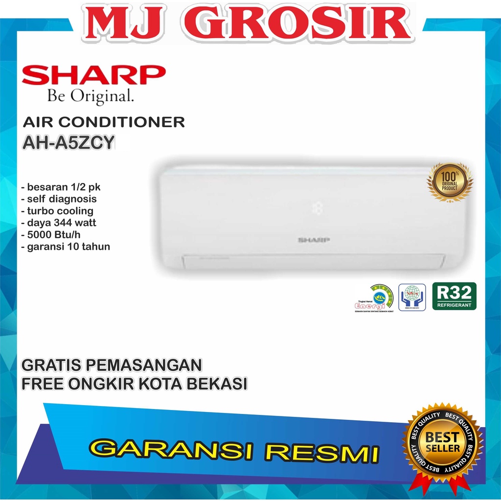 AC SHARP AH-A 05 ZCY 5 ZCY 0,5PK 1/2PK + PASANG R32 LOW WATT 344 WATT