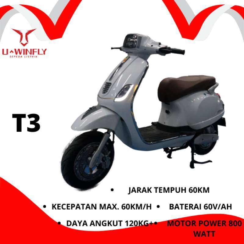 Sepeda Listrik Vespa UWINFLY T3. Sepeda Listrik Murah, Bisa COD