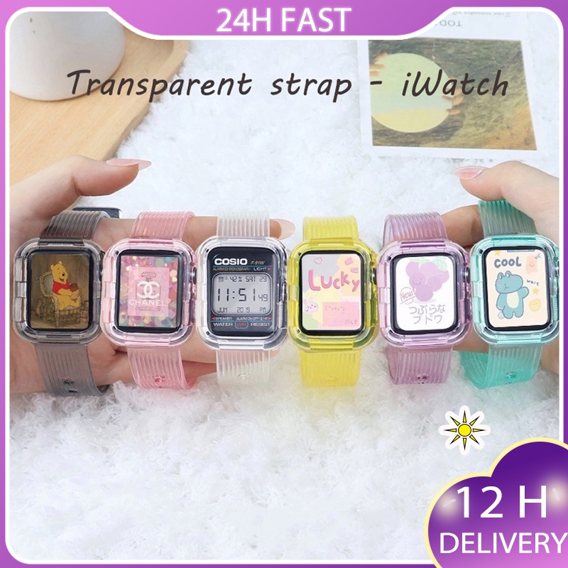 New tali jamGlacier Strap Watch Transparent Strap For Apple Watch T55 T500 HW12 HW16 HW22 Series 7 6