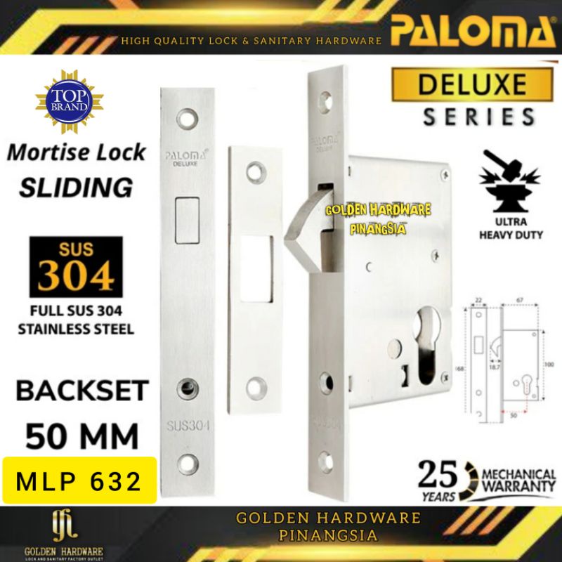 PALOMA BODY SLIDING KUNCI PINTU SLIDING KUNCI KAIT MLP 632 STAINLESS STEEL