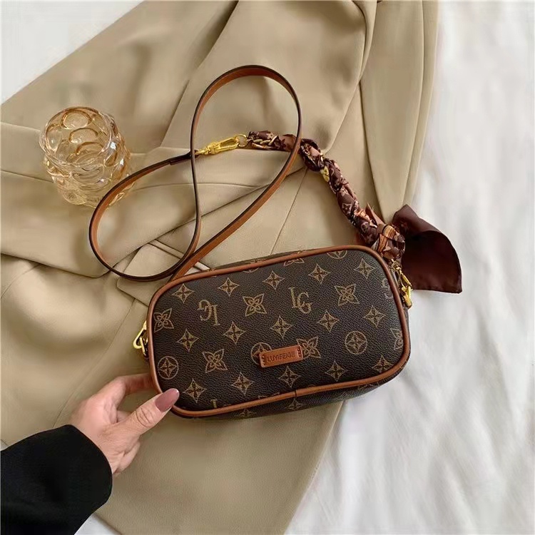 BJ64158 - BROWN/KHAKI - TAS SLEMPANG WANITA MOTIF FLOWER FASHION IMPORT MODIS ELEGAN TERMURAH TERLARIS TERBARU BAGSTORE JAKARTA TAS BATAM ZC4158