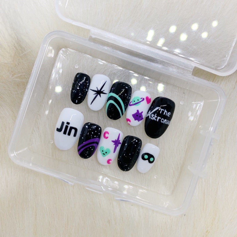 BTS Jin Astronaut custom press on nails fake nails gels kuku palsu