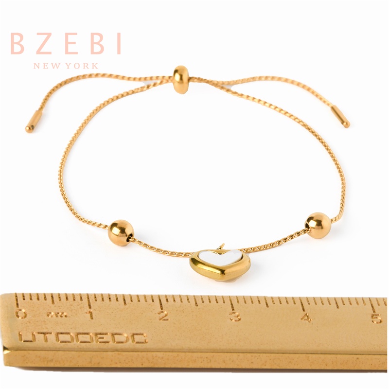 Bzebi Gelang Rantai Adjustable Lapis Emas 18k Dengan Charm Hati Bahan Stainless Steel 345b