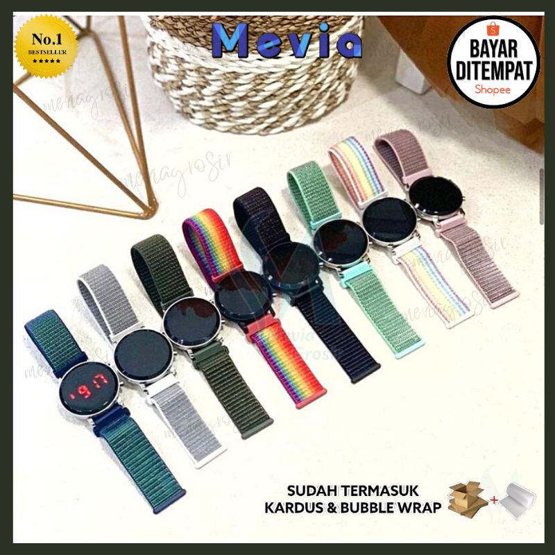 JAM TANGAN WANITA LED KANVAS DIGITAL LED BULAT JAM TANGAN LED WANITA  JAM DIGITAL LED BULAT JAM LED 