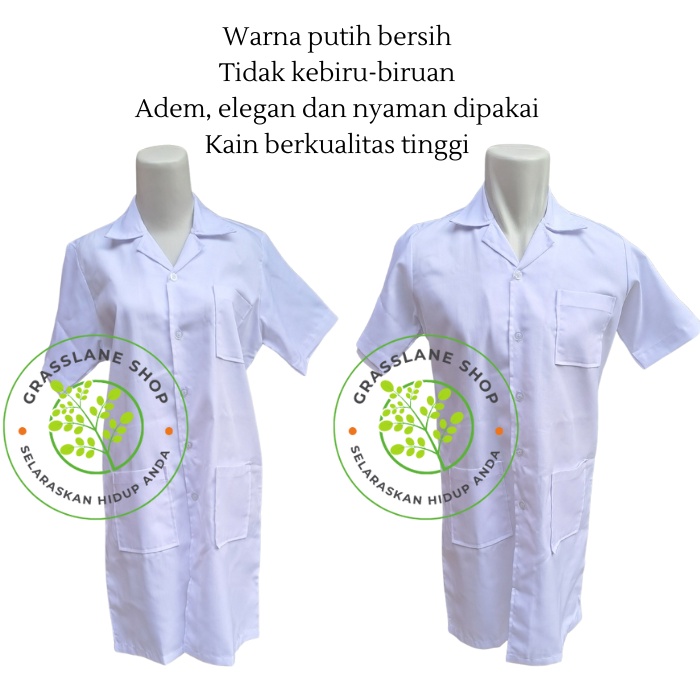 Jas Lab Lengan Tangan Pendek Baju Praktikum Laboratorium