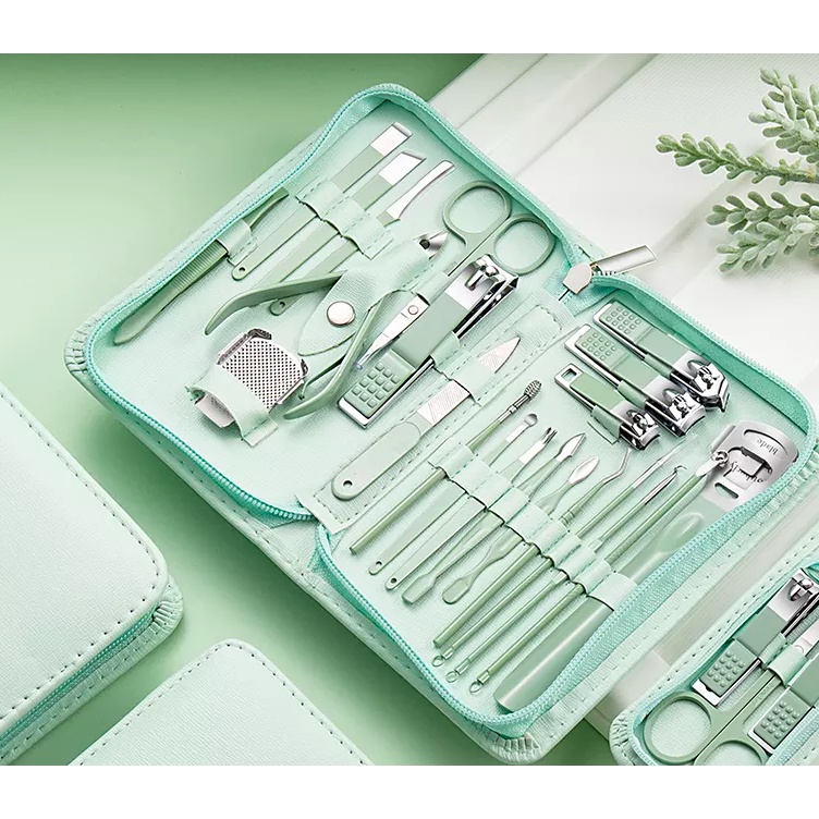 22 pcs Set Gunting Kuku Stainless Steel Kit Alat Kecantikan Manicure Pedicure Kutikula Telinga Bersih kredo bulu hidung