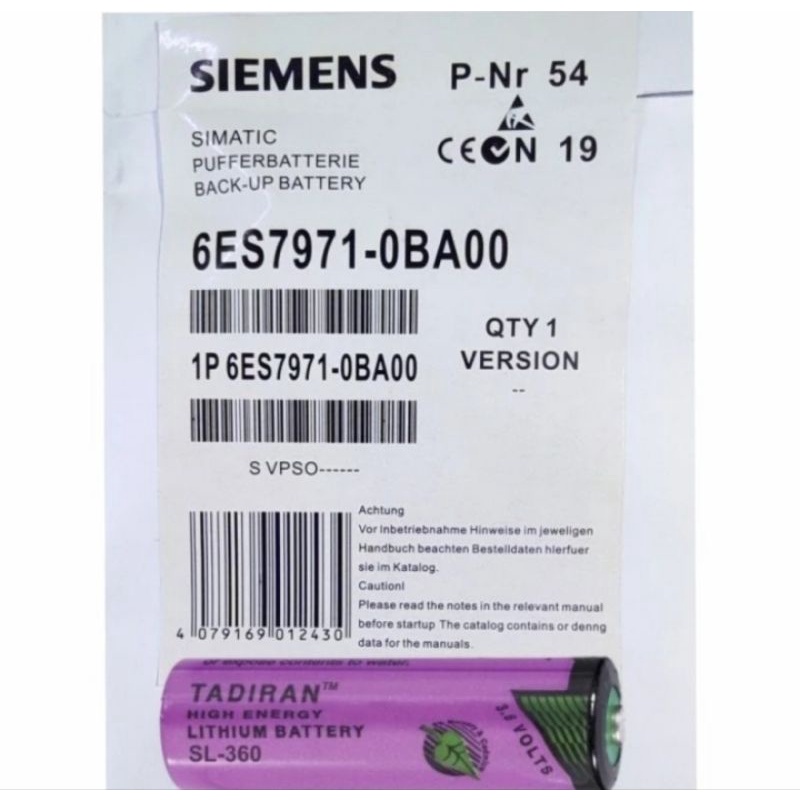 Baterin SL-360 SL360 3.6V S7 - 400 6ES7971-0BA00 PLC Battery PL95