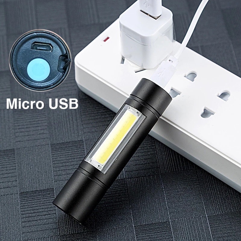 Lampu Senter LED Mini Portable Anti Air Tenaga Baterai Built-in Untuk Camping / Hiking