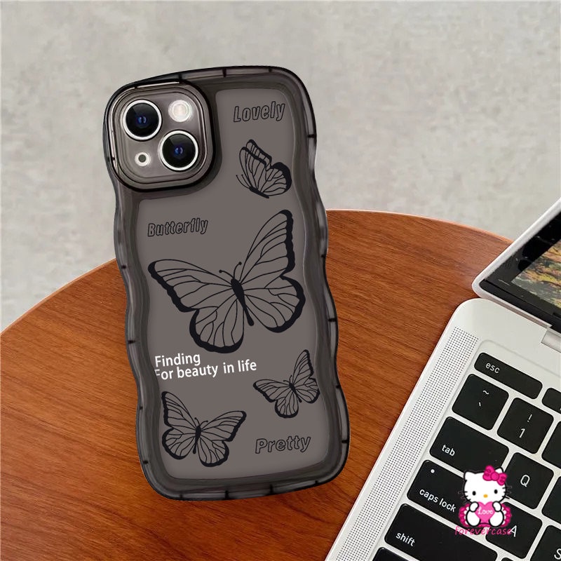 Soft Case TPU Motif Kupu-Kupu Retro Untuk iPhone 11 14 13 12 Pro Max 7 Plus XR 6 6s 8 7 14 Plus X XS Max SE 2020