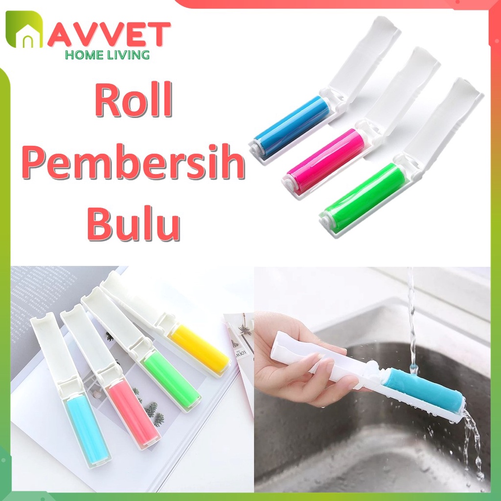 AVVET Roll alat pembersih debu bulu mobil pakaian lipat traveling portable multifungsi