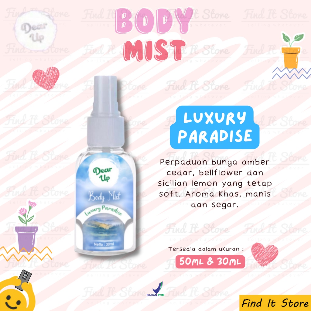 Dear Up Body Mist 30ml 50ml Parfume Body Fragrance Spray | Pewangi Badan BPOM