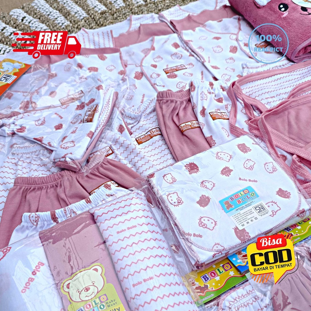 SALE 7.7 - 50 PCS Paket Lahiran Super Hemat Komplit Baju Bayi Baru Lahir Paket Hemat Bayi Baru Lahir Serian Pink Dusty